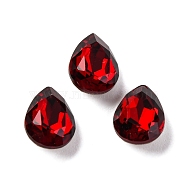 Glass Rhinestone Cabochons, Pointed Back & Back Plated, Faceted, Teardrop, Light Siam, 8x6x3.5mm(RGLA-A026-08A-227)