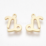 Ion Plating(IP) 304 Stainless Steel Charms, Constellation, Golden, Capricorn, 10x7x1mm, Hole: 0.8mm(X-STAS-S107-06K)