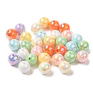 UV Plating Rainbow Iridescent Acrylic Beads, Round, Mixed Color, 12mm, Hole: 2.2mm(PACR-K003-04)