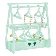 Opaque Acrylic Earring Display Hanger, Holds Up to 8 Pairs, Clothes Hangers Shaped Earring Organizer Holder, Light Green, 8.2x14x15.2cm(EDIS-HY0001-04A)