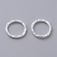 Iron Textured Jump Rings, Soldered Jump Rings, Closed Jump Rings, for Jewelry Making, Silver Color Plated, 18 Gauge, 10x1mm, Inner Diameter: 7.5mm(X-IFIN-D086-02-S)
