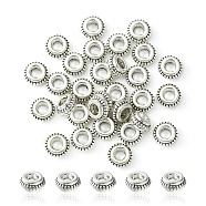 Tibetan Style Alloy Spacer Beads, Cadmium Free & Lead Free, Donut, Antique Silver, 7.5x3mm, Hole: 3mm(YW0001-10)