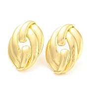 Hollow Oval Rack Plating Brass Stud Earrings, Long-Lasting Plated, Lead Free & Cadmium Free, Real 18K Gold Plated, 25x18mm(EJEW-A028-09G)