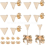 12Pcs Brass Stud Earring Findings, with Hole and 12 Ear Nuts, Triangle, Nickel Free, Golden, 7x8x1mm, Hole: 1mm, Pin: 0.7mm(KK-BC0008-43)