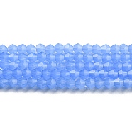 Imitation Jade Glass Beads Strands, Faceted, Bicone, Dodger Blue, 4x4mm, Hole: 0.8mm, about 87~98pcs/strand, 12.76~14.61 inch(32.4~37.1cm)(GLAA-F029-J4mm-04)