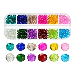 540Pcs 12 Colors Spray Painted Crackle Glass Beads Strands, Round, Mixed Color, 4mm, Hole: 1.1~1.3mm, 45pcs/color(CCG-YW0001-08)