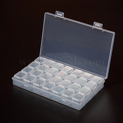Plastic Bead Containers, Flip Top Bead Storage, Removable, 28 Compartments, Rectangle, Clear, 17.5x11x2.6cm, Compartments: about 2.4x2.5x2.3cm, 28 Compartments/box(X-CON-L022-05B)