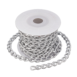 CHGCRAFT DIY Chain Necklace Making Kits, Including 3m Aluminium Curb Chain, 1Pc Spools, Platinum, 12x7x3mm(DIY-CA0002-78P)