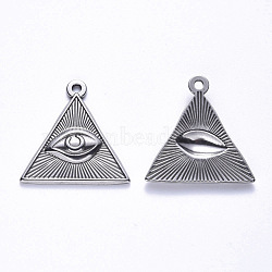 304 Stainless Steel Pendants, All Seeing Eye, Stainless Steel Color, 25.5x25x3mm, Hole: 1.8mm(STAS-S113-008)