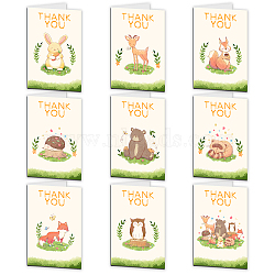 SUPERDANT Thank You Theme Cards and Paper Envelopes, for Birthday Thanksgiving Day, Rectangle with Word Pattern, Animal Pattern, 10x15cm, 9pcs/set(DIY-SD0001-01D)