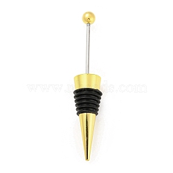 DIY Beadable Alloy Red Wine Stopper, Silicone Bottle Stopper, Cone, Black, 114.5x21.5mm(AJEW-Z016-03C-G)