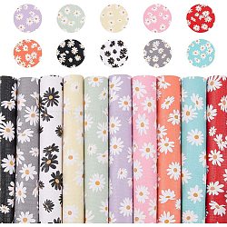 PU Leather Fabric Sheet, Self-adhesive Fabric, Rectangle, Daisy Pattern, Mixed Color, 30x20x0.1cm, 10colors, 1sheet/color, 10sheets/set(DIY-FG0001-11)