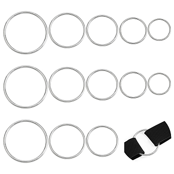 WADORN 15Pcs 5 Style Alloy Linking Rings, Round Ring, Platinum, 29~55.5x2~3mm, Inner Diameter: 25~49.5mm, 3pcs/style