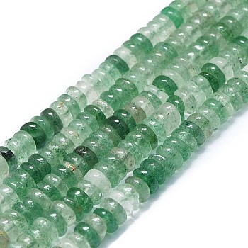 Natural Green Strawberry Quartz Beads Strands, Disc, 6x1~3mm, Hole: 0.8mm, about 151pcs/strand, 15.35''(39cm)