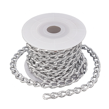 CHGCRAFT DIY Chain Necklace Making Kits, Including 3m Aluminium Curb Chain, 1Pc Spools, Platinum, 12x7x3mm