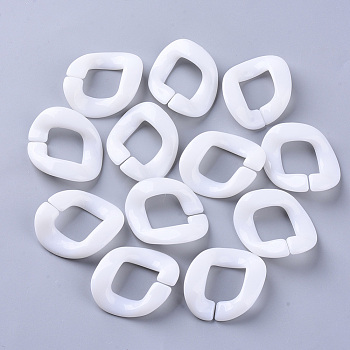 Opaque Acrylic Linking Rings, For Curb Chains Making, Twist, White, 40x33~34x10mm, Inner Diameter: 23x16~17mm, about 140pcs/500g