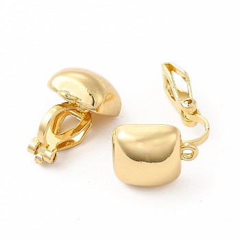 Alloy Clip-on Earring Findings, with Horizontal Loops, Square, Golden, 17x10x16mm, Hole: 1.2mm