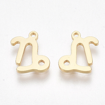 Ion Plating(IP) 304 Stainless Steel Charms, Constellation, Golden, Capricorn, 10x7x1mm, Hole: 0.8mm