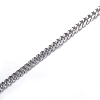 304 Stainless Steel Curb Chains, Unwelded, with Spool, for Jewelry Making, Stainless Steel Color, 3.5x2.5x0.6mm, about 65.61 Feet(20m)/roll