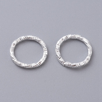 Iron Textured Jump Rings, Soldered Jump Rings, Closed Jump Rings, for Jewelry Making, Silver Color Plated, 18 Gauge, 10x1mm, Inner Diameter: 7.5mm