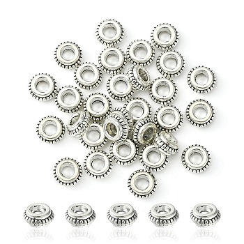 Tibetan Style Alloy Spacer Beads, Cadmium Free & Lead Free, Donut, Antique Silver, 7.5x3mm, Hole: 3mm