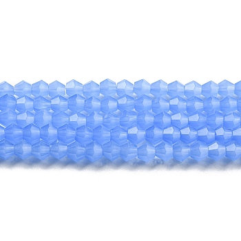Imitation Jade Glass Beads Strands, Faceted, Bicone, Dodger Blue, 4x4mm, Hole: 0.8mm, about 87~98pcs/strand, 12.76~14.61 inch(32.4~37.1cm)