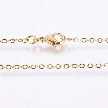 Eco-Friendly Rack Plating Brass Chain Necklaces, Cable Chain, Long-Lasting Plated, Nickel Free & Lead Free, Golden, 23 inch(58.5cm)
