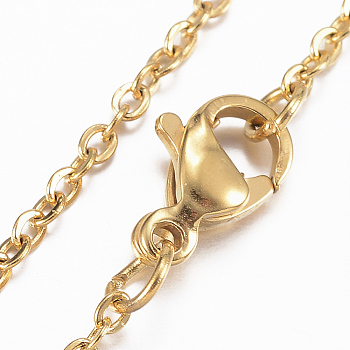 304 Stainless Steel Cable Chains Necklaces, with Lobster Claw Clasp, Golden, 29.5 inch(75cm)