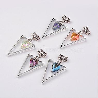 Antique Silver Mixed Color Triangle Alloy+Other Material Pendants