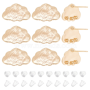 Real 18K Gold Plated Cloud Brass Stud Earring Findings