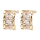 Brass Pave Clear Cubic Zirconia Curved Rectangle Stud Earrings for Women(EJEW-G362-10KCG)-1