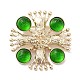 Flat Round with Cross Alloy Acrylic Brooch(JEWB-C029-16A)-1
