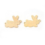 Brass Bunny Links connectors, Rack Plating, Rabbit Findings, Golden, 12.5x16x0.5mm, Hole: 0.5~0.8mm(X-KK-F772-14G)