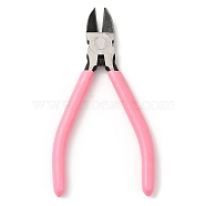 Steel Jewelry Pliers, with Plastic Handle Cover, Side Cutter Pliers, Pink, 13.1x7.15x1.05cm(PT-Q010-02P)