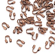 Brass Wire Guardian and Protectors, Red Copper Color, about 4mm wide, 5mm long, 1mm thick, hole: 0.5mm(X-KK437-R)