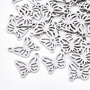 201 Stainless Steel Links connectors, Laser Cut Links, Butterfly, Stainless Steel Color, 16x13x1mm, Hole: 1.8mm(STAS-T044-55P)