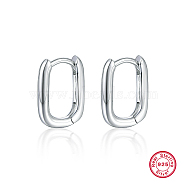 Rectangle Rhodium Plated 925 Sterling Silver Hoop Earrings, with 925 Stamp, Platinum, 21x17mm(IL6021-5)