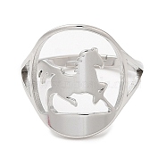304 Stainless Steel Horse Adjustable Ring for Women, Stainless Steel Color, US Size 6(16.5mm)(RJEW-M149-21P)