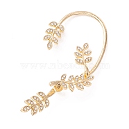 Leaf Crystal Rhinestone Alloy Ear Cuffs with Piercing, Alloy Wrap Stud Earrings for Women, Golden, 71x35x16mm, Pin: 0.5mm(EJEW-I262-02KCG)