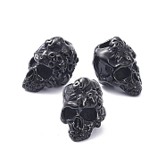 304 Stainless Steel Beads, Skull, Electrophoresis Black, 15x11x11.5mm, Hole: 4mm(STAS-P291-15EB)