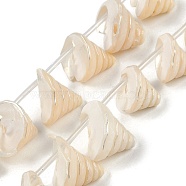 Natural Shell Beads Strands, Circular Cone, White, 12~19x7.5~15mm, Hole: 0.1mm, about 26pcs/strand, 16.73''(42.5cm)(SHEL-K009-11)