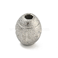 304 Stainless Steel Textured Beads, Oval, Stainless Steel Color, 12x10mm, Hole: 2.8mm(STAS-A091-05B-P)