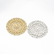 Brass Large Flower Filigree Findings, Mixed Color, 69x1mm, Hole: 3mm(KK-L056-01)