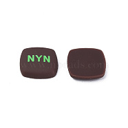 Acrylic Enamel Cabochons, Square with Word NYN, Coconut Brown, 21x21x5mm(KY-N015-202B)