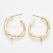 Alloy Stud Earring Findings, Half Hoop Earrings, with Steel Pins and Loop, Light Gold, 28~29x22.5mm, Hole: 1.6mm, Pin: 0.7mm(PALLOY-S121-132)