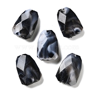 Opaque Acrylic Beads, Two Tone, Faceted, Trapezoid, Black, 39.5x27x11mm, Hole: 2mm, about 66pcs/500g(OACR-M015-10)