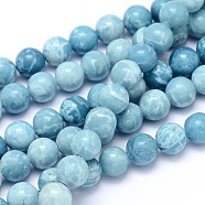 Natural Gemstone Beads Strands, Imitation Larimar, Dyed, Round, 8mm, Hole: 1mm, about 47pcs/strand, 15 inch(G-L367-01-8mm)