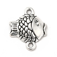 Tibetan Style Alloy Connector Charms, Fish Links, Antique Silver, 18x15x3.5mm, Hole: 1.4mm, about: 909pcs/1000g(PALLOY-M198-19AS)