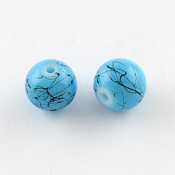 Drawbench Glass Bead Strands, Round, Deep Sky Blue, 6mm, Hole: 1.3~1.6mm, about 133pcs/strand, 31.4 inch(GLAD-S074-6mm-B78)