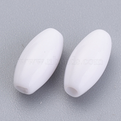 Opaque Acrylic Beads, Rice, White, 6x3mm, Hole: 1mm, about 16620pcs/500g(SACR-S300-18A-01)